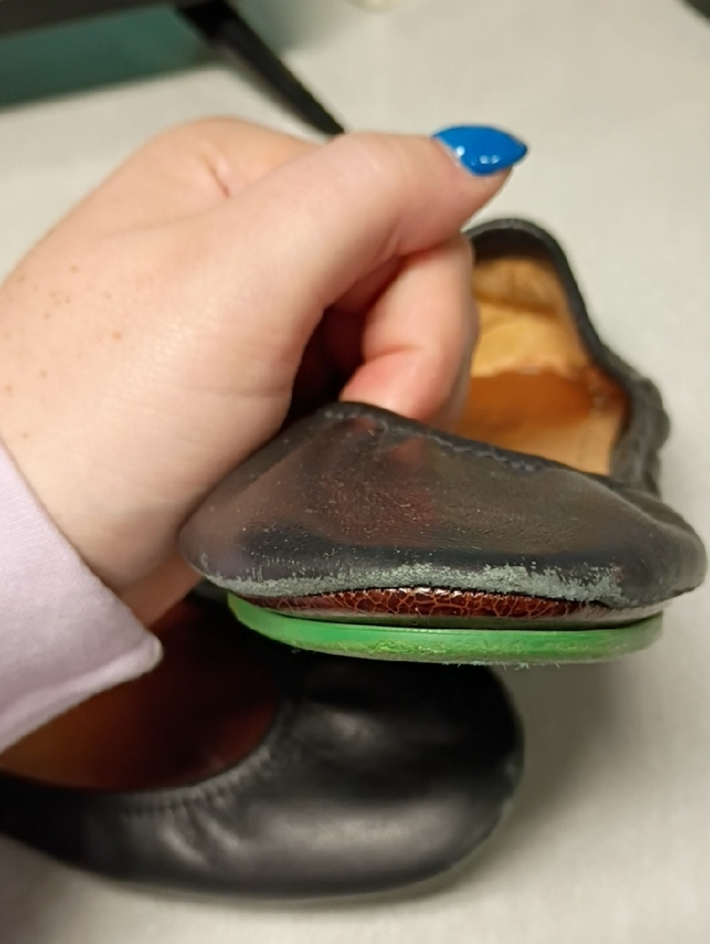 Tieks Black Leather Ballet Flats with Tan Insole - Picture 8 of 8